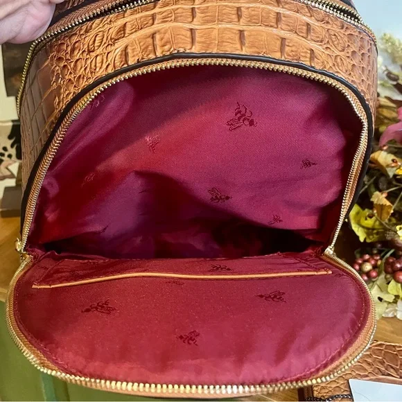 American Bee Preppy Vegan Leather Croc Backpack & Wallet Set in Brown. NWT - Picture 5 of 14